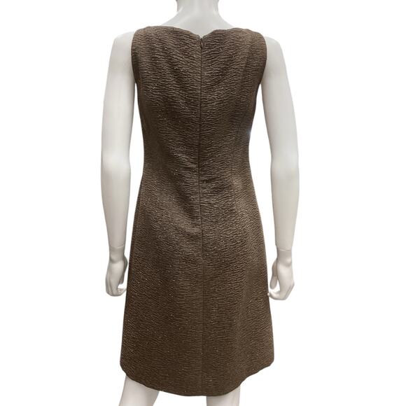 Oscar De La Renta Pink Label Set Women’s Size 4 Jacket+Dress Sparkly Thread Tan - Picture 6 of 7